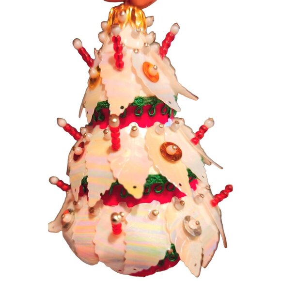 Vintage Handmade Push Pin Christmas Ornament Mid Century Retro Kitsch Hours of W - Picture 6 of 11